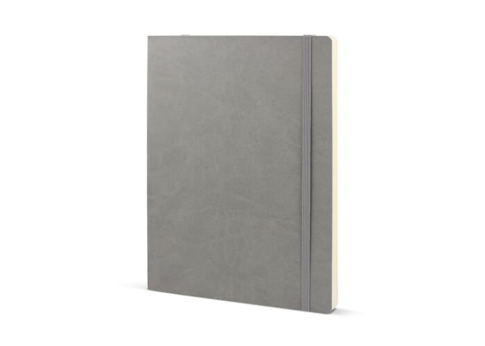 Carnet de notes en cuir recyclé publicitaire Midi Gris