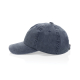 Vue latérale de la casquette bleu délavé mettant en avant la forme de la visière et les coutures des panneaux, sans personnalisa Vue latérale de la casquette bleu délavé mettant en avant la forme de la visière et les coutures des panneaux, sans personnalisa