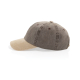 Vue latérale de la casquette taupe et beige mettant en avant la forme de la visière et les coutures des panneaux, sans personnal Vue latérale de la casquette taupe et beige mettant en avant la forme de la visière et les coutures des panneaux, sans personnal