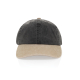 Vue de face de la casquette noire et beige présentée sans personnalisation visible. Vue de face de la casquette noire et beige présentée sans personnalisation visible.