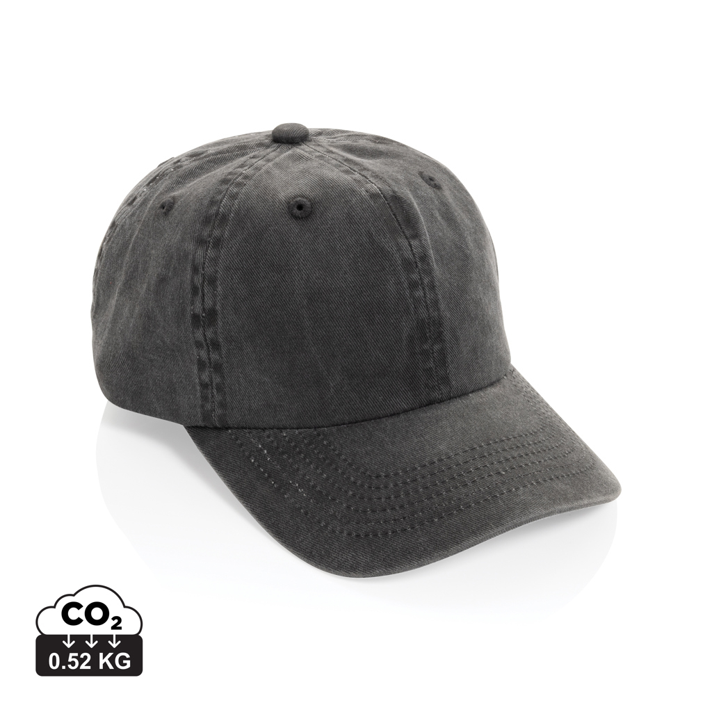 Casquette publicitaire délavée en coton recyclé BEAU AWARE™ Noir