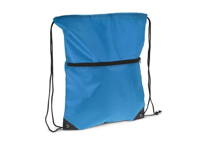 Sac personnalisable à cordon et fermeture zippée rPET Bleu