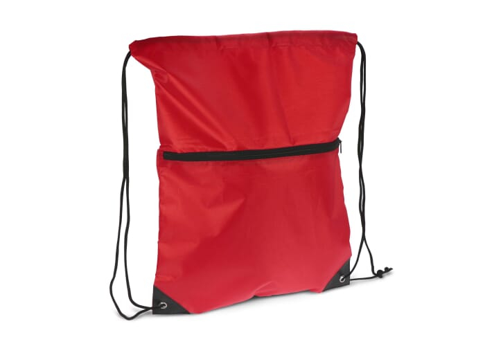 Sac personnalisable à cordon et fermeture zippée rPET Rouge