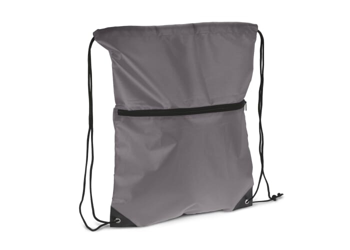 Sac personnalisable à cordon et fermeture zippée rPET Gris