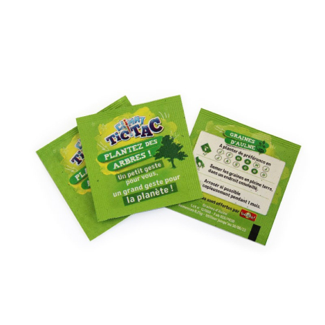 Sachet de graines publicitaire papier végétal 55x55 mm