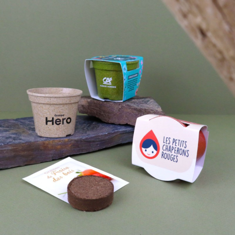 Kit de plantation publicitaire - Pot en paille de riz