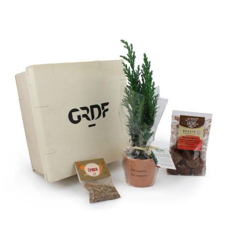 Coffret de Noël publicitaire avec chocolat et sapin