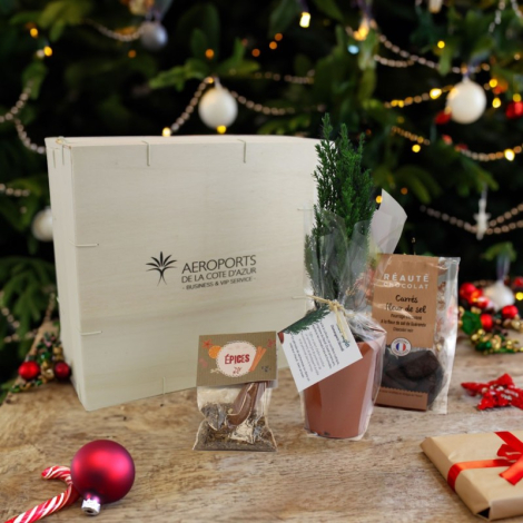 Coffret de Noël publicitaire avec chocolat et sapin