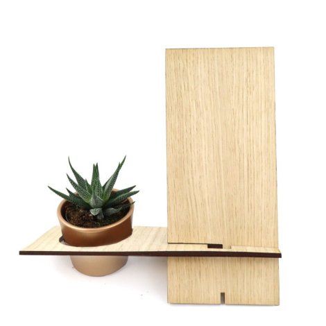 Support téléphone personnalisable avec plante en bois de chêne