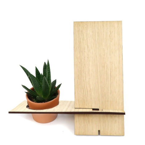 Support téléphone personnalisable avec plante en bois de chêne