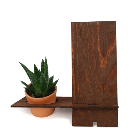 Support téléphone publicitaire avec plante