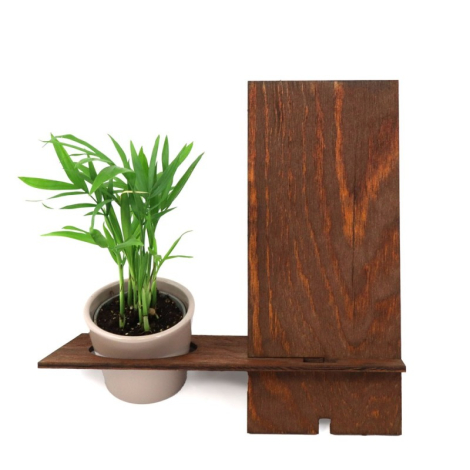 Support téléphone publicitaire avec plante