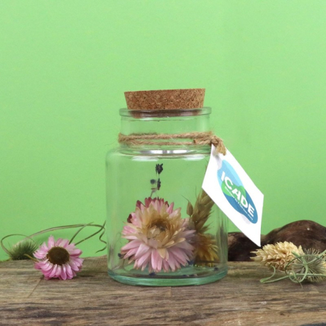 Flacon de fleurs séchées en verre publicitaire