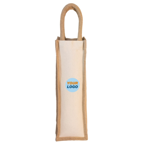 Sac cabas pour bouteille en jute et coton publicitaire