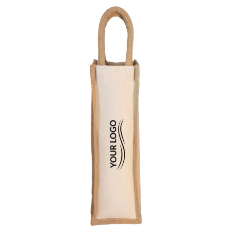 Sac cabas pour bouteille en jute et coton publicitaire
