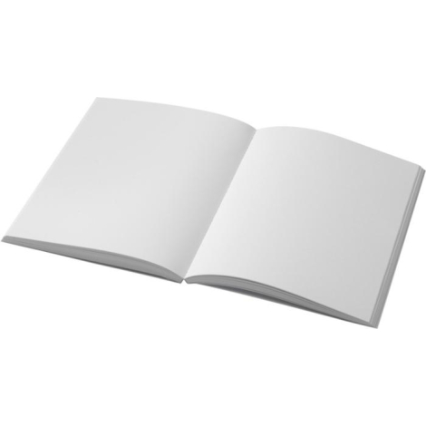Carnet A5 ouvert montrant des pages intérieures vierges, sans personnalisation visible.