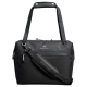 Sac isotherme noir présenté de face avec poignée de transport, bandoulière amovible et poche avant zippée, sans marquage visible