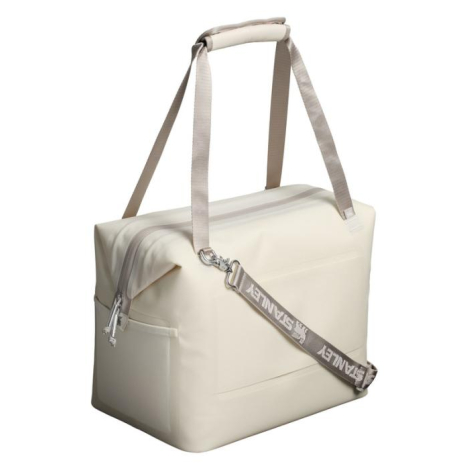 Sac isotherme beige présenté de trois quarts arrière avec poignée de transport et bandoulière amovible, sans personnalisation ap