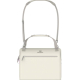 Sac isotherme beige présenté de face avec bandoulière portée en position haute, sans marquage apparent sur la poche avant.