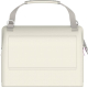 Vue rapprochée de la poche avant d’un sac isotherme beige, sans personnalisation visible.