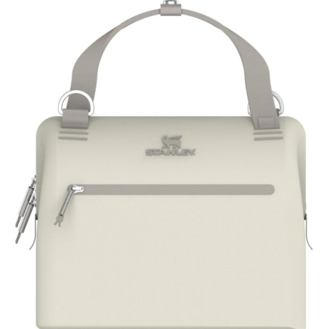 Mini-sac isotherme beige présenté de face, sans marquage visible sur la poche avant.