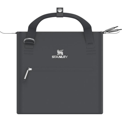 Mini-sac isotherme noir présenté de face, sans marquage apparent sur la poche avant.
