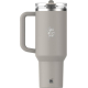 Gobelet isotherme avec poignée et paille intégrée présenté de face, personnalisation visible sur le corps du gobelet.