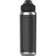 Bouteille d’eau isotherme noire présentée de face, sans personnalisation apparente sur le corps.