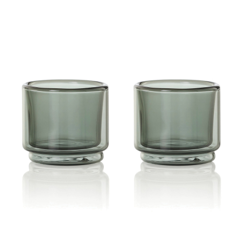 Lot de deux tasses à expresso en verre double paroi présenté sans marquage visible.