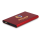 Powerbank en aluminium recyclé avec marquage visible sur la face avant, design fin et ports USB-A et USB-C. Powerbank en aluminium recyclé avec marquage visible sur la face avant, design fin et ports USB-A et USB-C.
