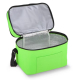 Sac isotherme à double compartiment ouvert avec doublure intérieure en aluminium et poche avant de rangement. Sac isotherme à double compartiment ouvert avec doublure intérieure en aluminium et poche avant de rangement.