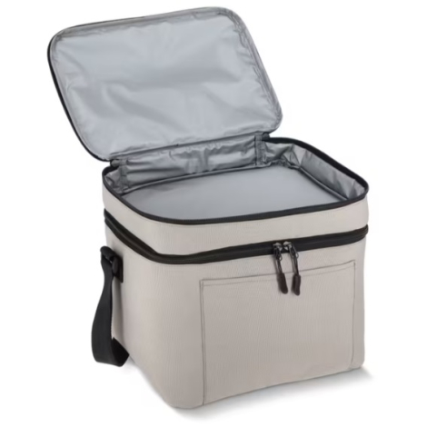Compartiment principal ouvert d'un sac isotherme laissant apparaître la doublure intérieure en PEVA.