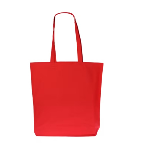 Face avant d'un sac cabas en coton biologique muni de longues anses de porté épaule.