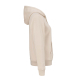 Sweat à capuche pour femme écru vu de profil avec poche kangourou et finitions en bord-côte. Sweat à capuche pour femme écru vu de profil avec poche kangourou et finitions en bord-côte.