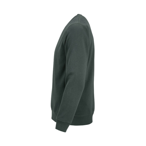 Sweat unisexe vert présenté de profil, sans marquage visible.