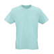 T-shirt unisexe en coton biologique bleu clair vu de face avec col rond et manches courtes, sans personnalisation visible. T-shirt unisexe en coton biologique bleu clair vu de face avec col rond et manches courtes, sans personnalisation visible.