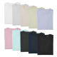 T-shirts femme en coton biologique pliés, présentés en dix coloris différents avec col rond visible. T-shirts femme en coton biologique pliés, présentés en dix coloris différents avec col rond visible.