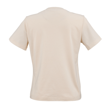 T-shirt femme écru vu de dos à plat, sans personnalisation visible.