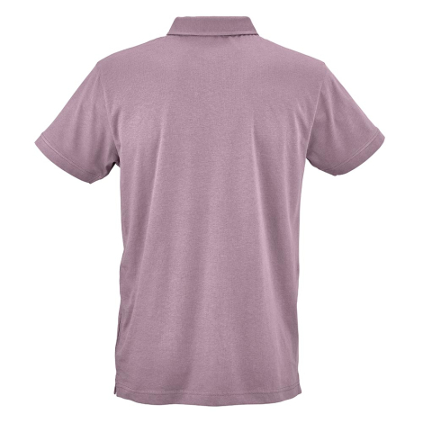 Polo unisexe mauve présenté de dos, sans personnalisation visible.