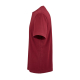 T-shirt unisexe bordeaux présenté de profil, mettant en évidence la coupe, les manches courtes et les coutures latérales. T-shirt unisexe bordeaux présenté de profil, mettant en évidence la coupe, les manches courtes et les coutures latérales.