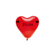 Ballon gonflable rouge en forme de cœur, présenté de face avec une indication de largeur, sans personnalisation visible.
