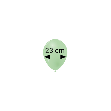 Ballon gonflable rose de forme ovale, présenté de face avec une indication de largeur, sans personnalisation visible.