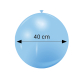 Ballon gonflable bleu de forme ronde, présenté de face avec une indication de diamètre, sans marquage visible. Ballon gonflable bleu de forme ronde, présenté de face avec une indication de diamètre, sans marquage visible.